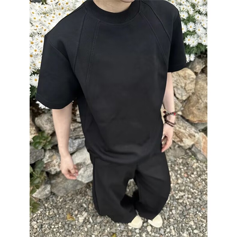 [网图]2026夏季拼接短袖T恤美式圆领男女X64112-TP14不,男装T恤,电商A102