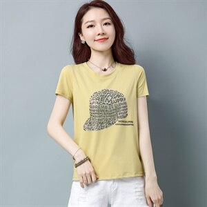 板酷2026夏装新款时尚短袖宽松烫钻镶钻装饰T恤B631，女装T恤，板酷