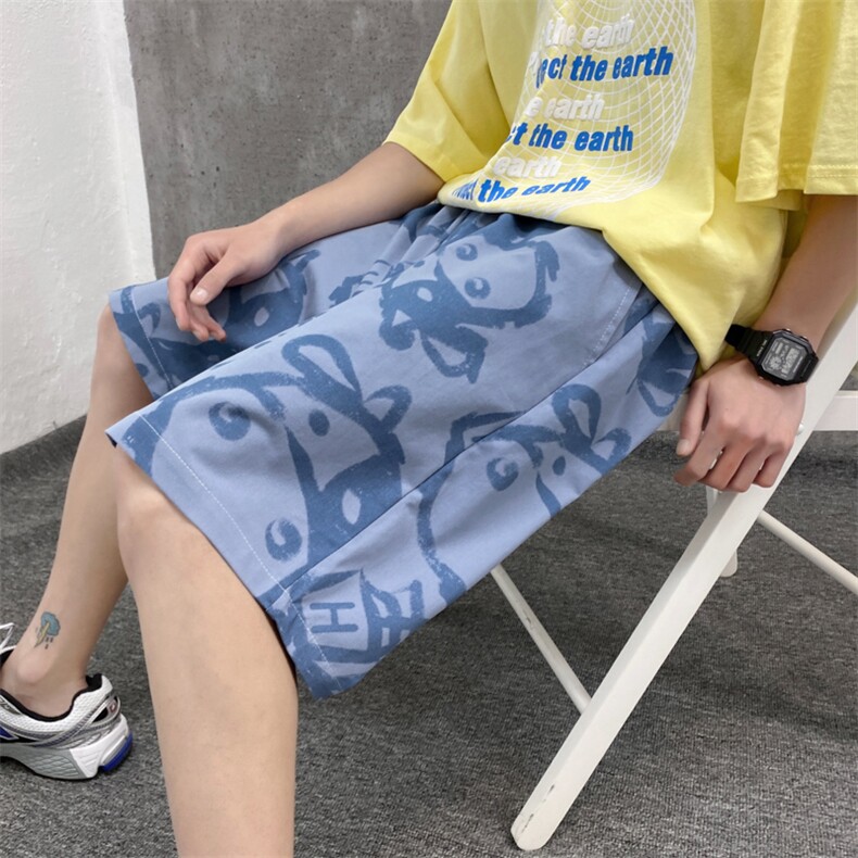 高转化！夏季冰丝宽松短裤男港风五分裤休闲裤DK2002-特P19控38,男装牛仔裤,电商B370