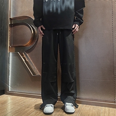 港风文艺休闲裤男秋冬宽松长裤直筒常规P42加绒P47，男装休闲裤，星座716-2
