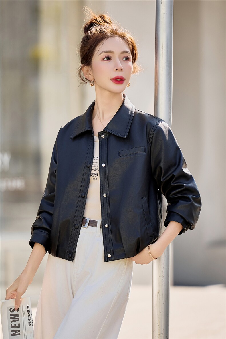 【春季女装新款】2026大量现货时尚复古百搭短款皮衣外套,女装皮衣,魅衣本色