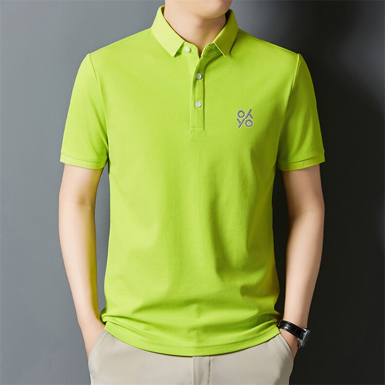 新款短袖刺绣T恤男翻领纯色休闲男装舒适透气polo衫潮服上衣,男装T恤,钱塘6003（原4033）
