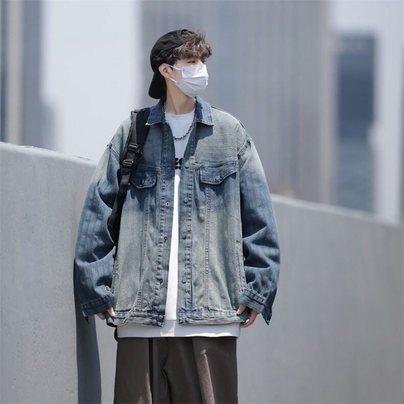 春秋季宽松休闲ins潮流夹克日系复古工装牛仔外套男W5124-P73,男装夹克,星座512-2