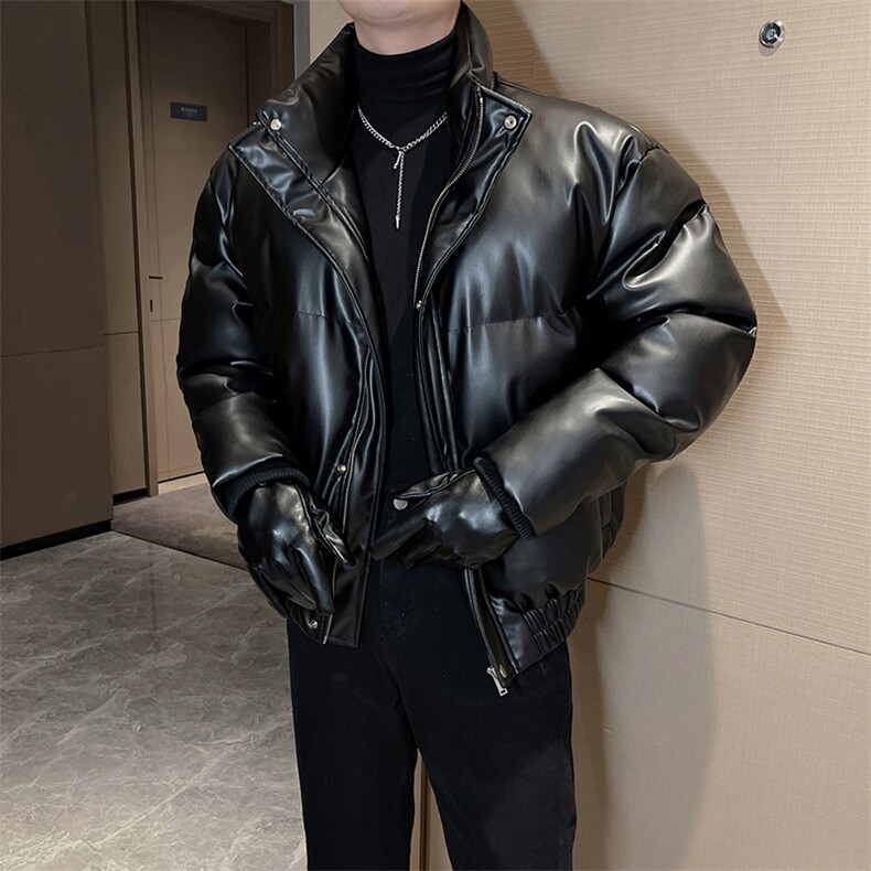冬季网红高级皮棉衣男立领痞帅休闲宽松皮棉袄加厚M118-P155控185,男装棉衣,电商B267