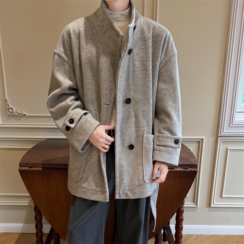 立领呢子大衣男2025冬季新款流行时尚毛呢外套XZ514-2-5234-P100，男装毛呢大衣，星座514-2(原B239)