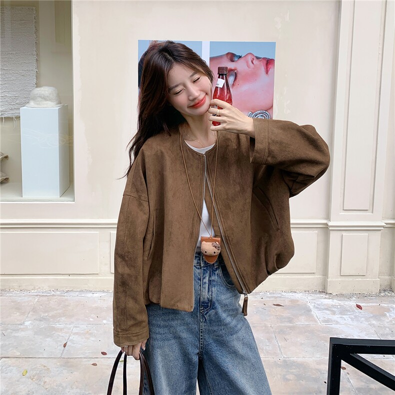 25新款麂皮绒外套,女装短外套,浙宝238