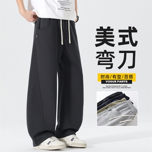 重磅运动卫裤男款春季新款宽松抽绳直筒裤弯刀休闲裤子Z2576-P45图片