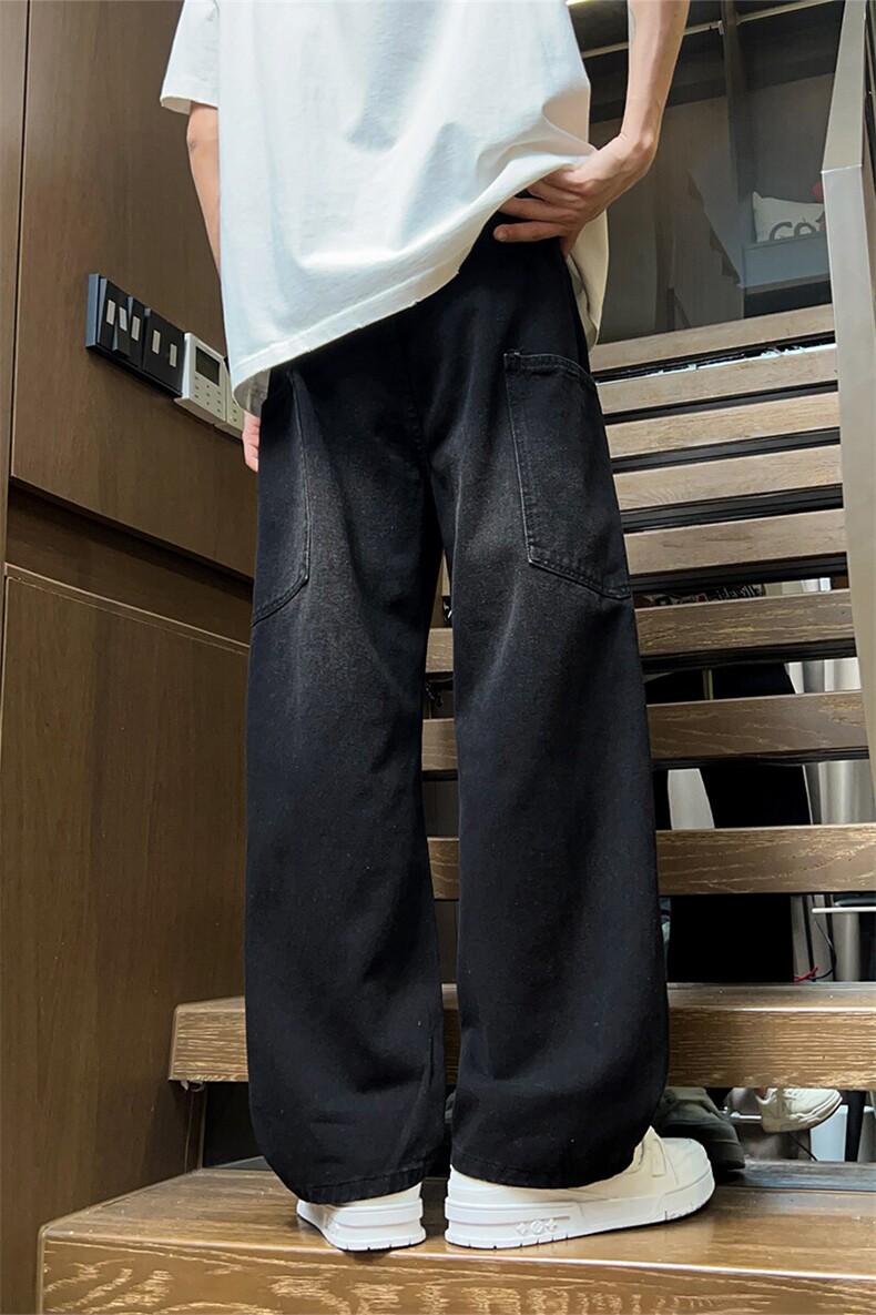 C038-P45春夏新款牛仔裤男士休闲宽松系绳直筒裤子【控79】M-5XL,男装牛仔裤,星座1204