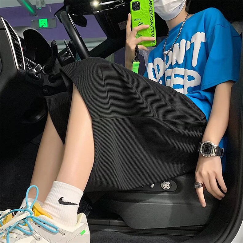 运动裤直筒百搭时尚潮牌男潮夏季宽松压褶冰丝短裤GD02P24,男装休闲裤,星座1116-2