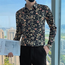 春秋季男士个性痞帅印花长袖衬衫修身韩版上衣301A-1/C22/P55，男装衬衫，星座301A-1