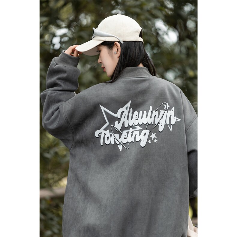 秋美式复古麂皮绒飞行棒球服中性风男女夹克外套JF251-P80控108,男装夹克,电商B370