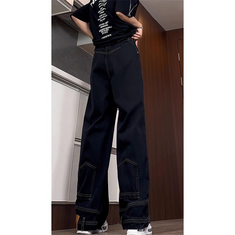 网络图现货美式高街vibe复古蓝倒装反穿微喇牛仔裤JYX8046-P33,男装牛仔裤,星座715-7