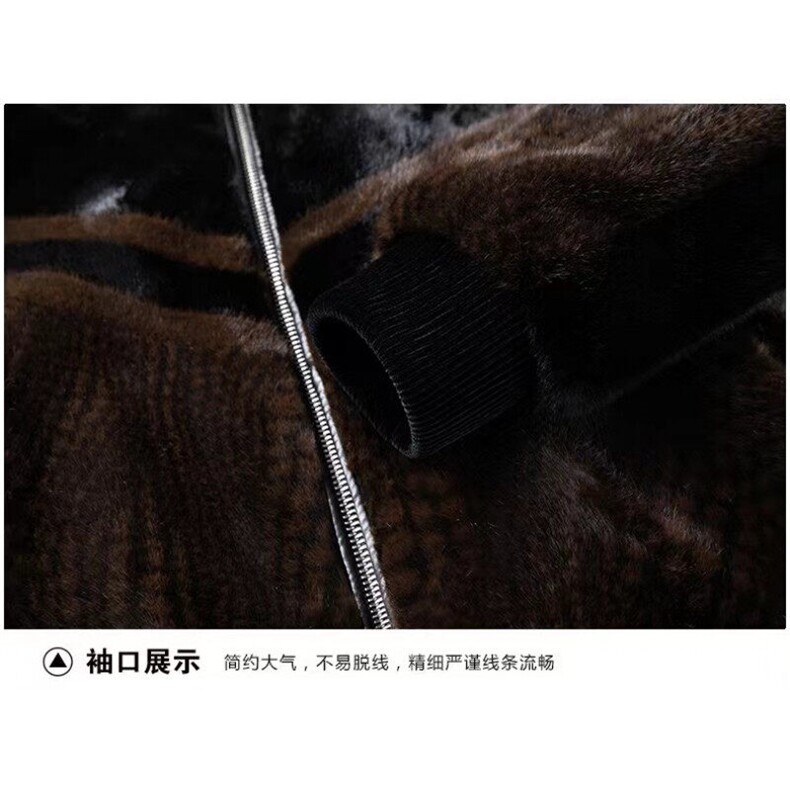 海宁冬季金貂绒男士皮草休闲外套仿水貂皮毛一体加厚保暖夹克,男装中老年男装,星座613