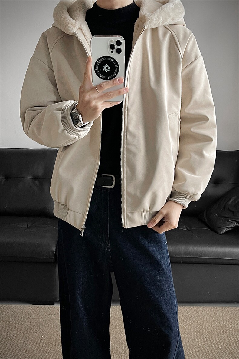 连帽座山雕pu皮棉服加绒皮毛领情侣装棉衣男装大码外套S529-特85,男装皮衣,电商A233-1