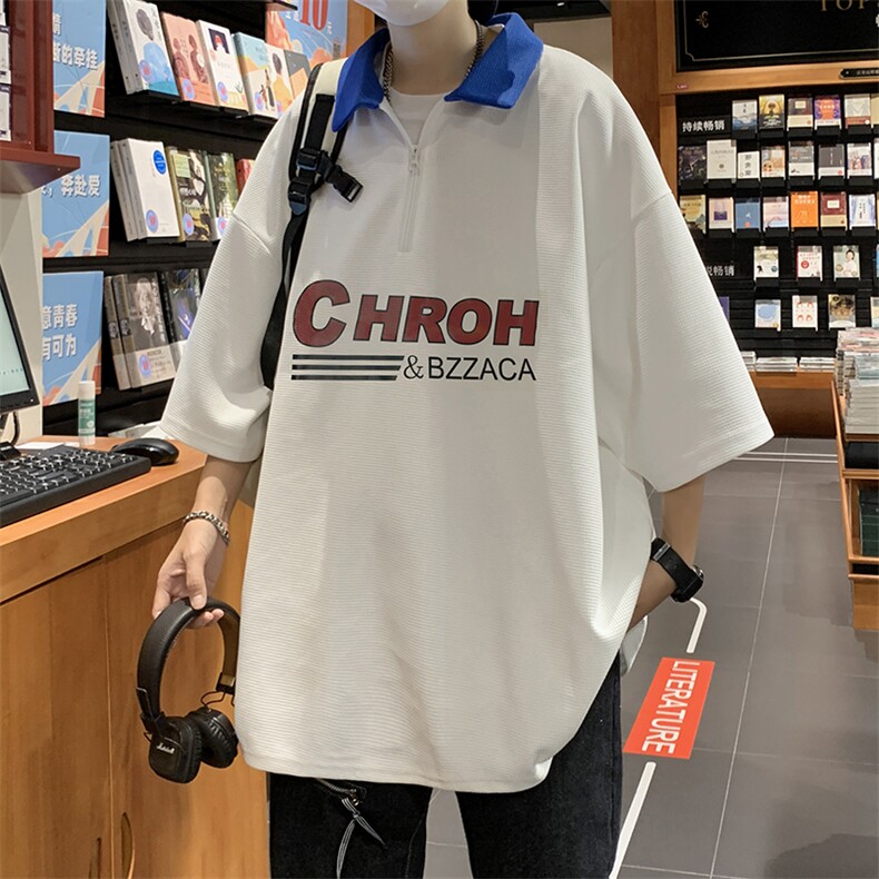 polo衫短袖男潮牌潮流百搭ins衣服夏季宽松美式日系t恤PL0375-P30,男装Polo衫,星座308B-1