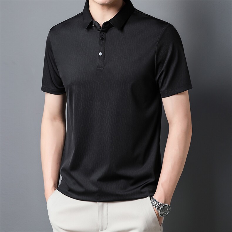 2023夏季短袖t恤男冰丝薄款半袖体恤上衣宽松中年男装翻领POLO衫,男装T恤,电商B212（原钱塘6029）