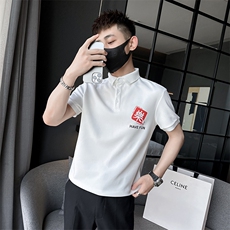 社会小伙夏季男士商务短袖体恤翻领印花半袖Polo衫C208-8885-P38，男装T恤，电商C208