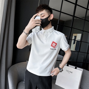 社会小伙夏季男士商务短袖体恤翻领印花半袖Polo衫C208-8885-P38图片