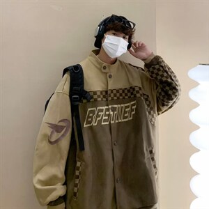 男秋季外套潮牌街头麂皮绒330克刺绣双层W1149P80图片