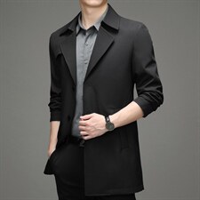 风衣男中长款春秋季商务休闲中年男士外套宽松免烫时尚百搭男装，男装风衣，电商B212（原钱塘6029）