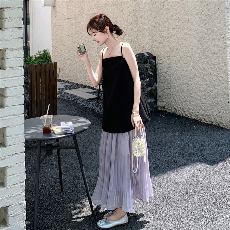 飘带吊带背心上衣+压皱半身裙两件套2C050-1268-P155-K238,女装套装/套裙,2C050