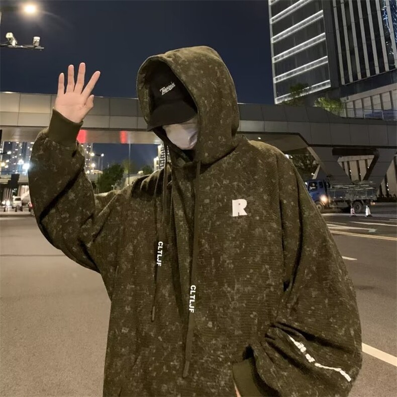 华夫格男潮ins港风潮流连帽卫衣XW025P48,男装卫衣,星座1116-2