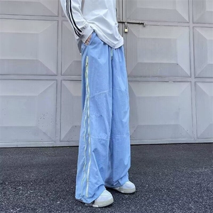 休闲裤男士春秋季薄款宽松直筒裤子美式青少年男生速干运动长裤