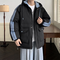 港风潮牌新款织带连帽棉服潮流保暖棉衣M086-P95控139，男装棉衣，星座717
