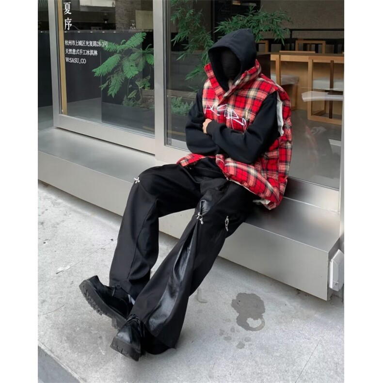 男秋冬新款刺绣格子布棉马甲M9011P70,男装背心/马甲,星座1116-2