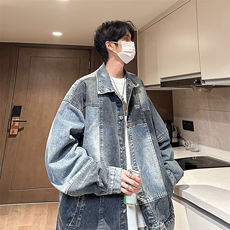 新款牛仔外套男潮牌宽松复古做旧水洗牛仔夹克潮流NZ113-P65，男装夹克，星座1109-3