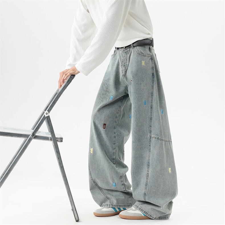 【现货】XZ1218BK5516特价P51美式卡通小熊刺绣牛仔裤,男装牛仔裤,星座1218（原611-3）