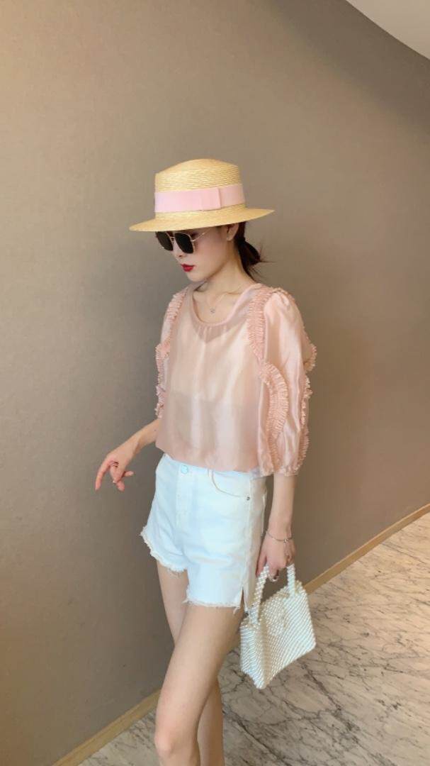 天丝荷叶边上衣，女装，玫丽梦