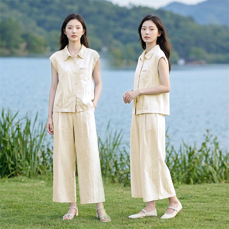 套装女夏季两件套纯色百搭,女装套装/套裙,曼沙奕珂