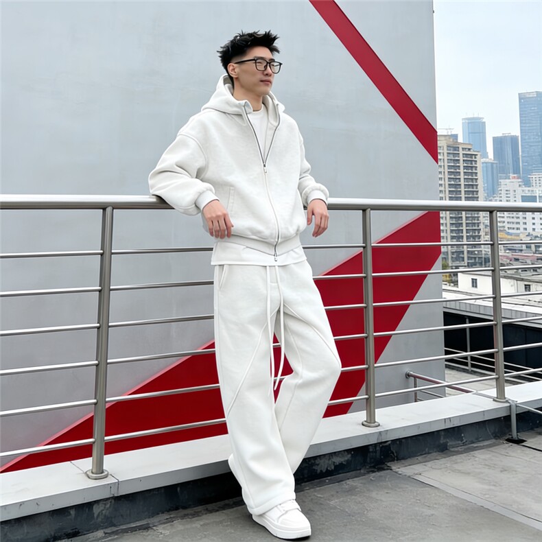 网络图现货新款加绒加厚连帽蝙蝠袖休闲运动套装JY21-P75绒85,男装休闲套装,星座715-7
