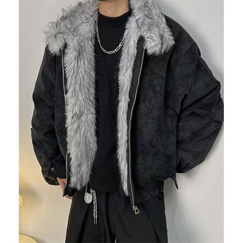 座山雕棉服男款冬季加厚连帽毛领外套高级感痞帅夹克棉衣JW322,男装夹克,星座1116A（原606A-3）