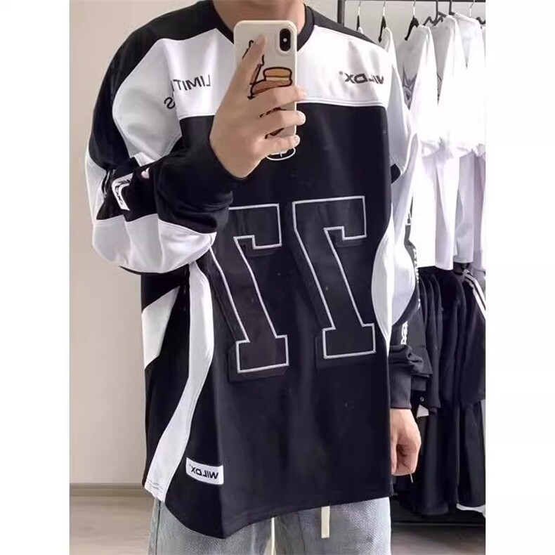 美式hiphop机车服卫衣男女春季球衣风痞帅冰球服潮牌重磅套头外套,男装工装外套,星座506A