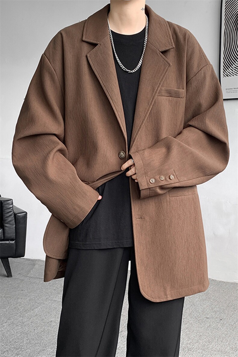 8XL-M肌理感西服美式休闲西装外套男复古痞帅高级感衣服XF002P85,男装西服套装,电商B312