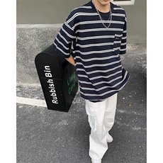 复古美式条纹polo衫男短袖夏季宽松潮牌T恤，男装T恤，星座716-4