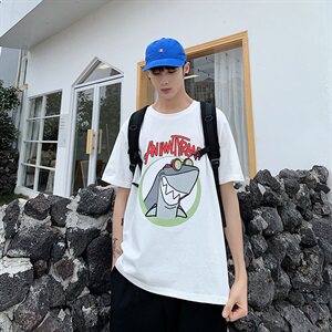204-T26-P20港风短袖t恤男潮牌纯棉宽松日韩街舞嘻哈ins 半袖街头图片