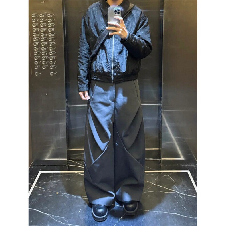 HR52LL-特P45cleanfit解构风西裤男垂坠感高级感裤子,男装休闲裤,星座1007（原301D）