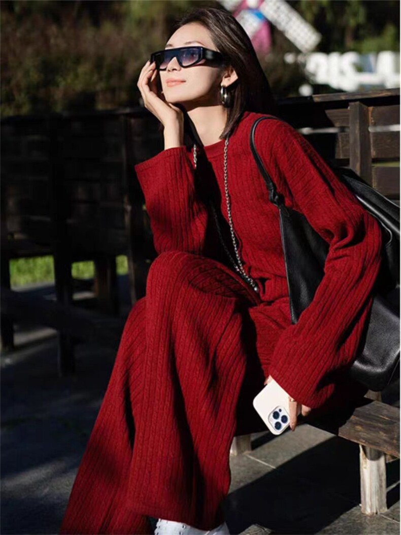 2025年秋季时尚百搭通勤简约休闲套装，女装套装/套裙，斯尔特羊绒