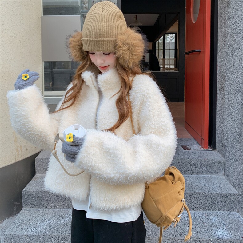 现货圈圈毛皮毛一体RF058-D6577-P175-K258,女装短外套,2C058