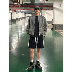 美式复古解构毛边水洗牛仔夹克男款机车风帅气外套上衣潮XJK08，男装夹克，星座208-5