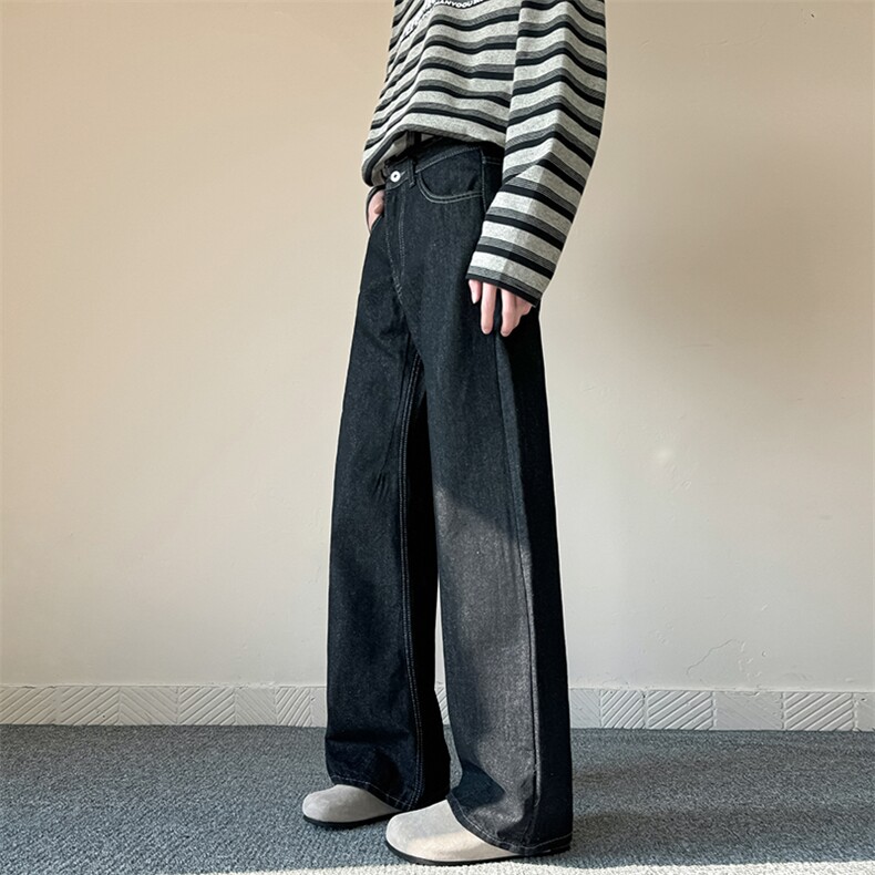 美式复古原色牛仔裤微喇直筒宽松情侣裤XZ610A-1-YK956-P65,男装牛仔裤,星座610A-1