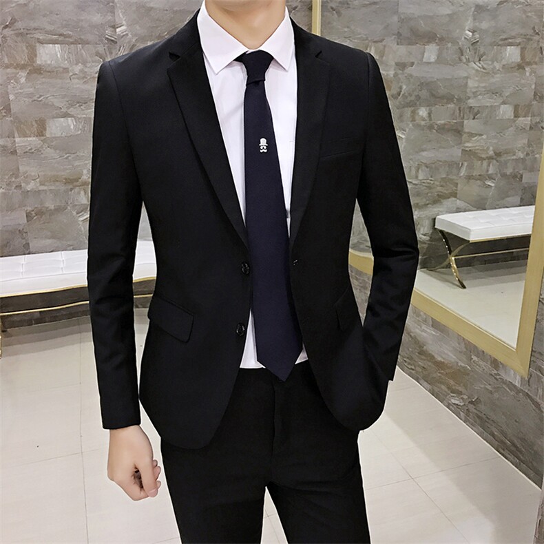 一粒扣纯色男装西服套装两件套新郎结婚伴郎1012-W6501图片