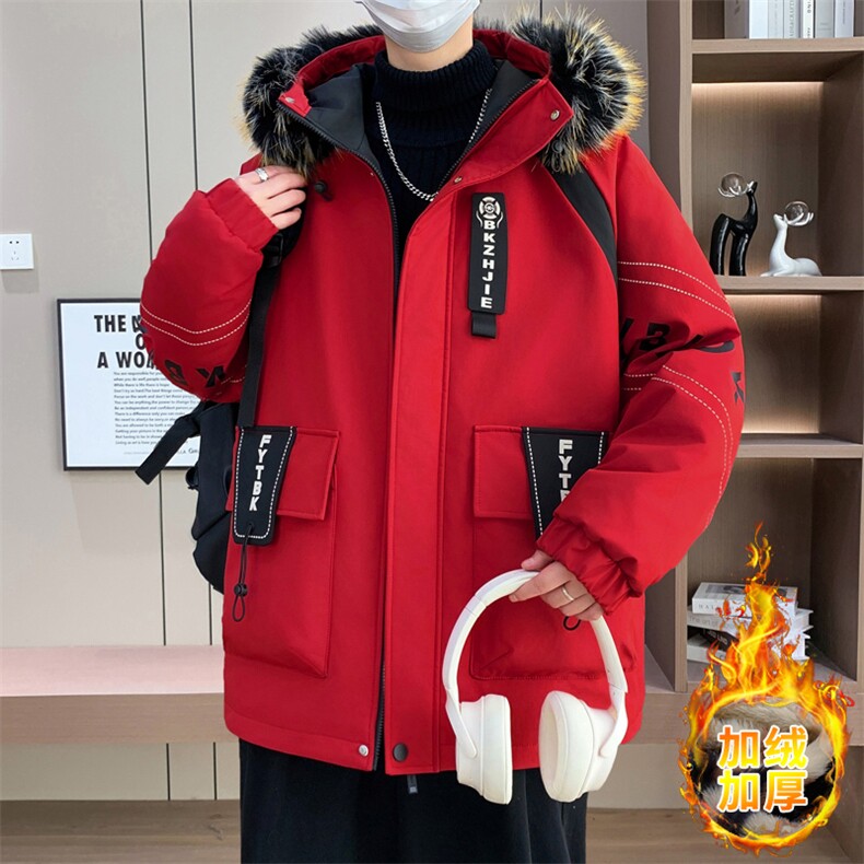 港风加绒夹克男外套青年冬季加厚连帽大毛领保暖棉衣男L8757-P98,男装夹克,星座310B-3