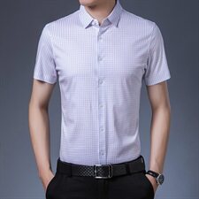 2021夏季新款男士短袖衬衫时尚简约休闲T恤高品质桑蚕丝8888，男装衬衫，电商D230