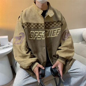 男秋季外套潮牌街头麂皮绒330克刺绣双层W1149P80,2018街头服装搭配图片