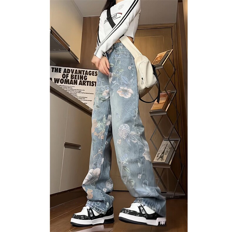 《现货主推》女装类目满印花牛仔裤NB2525-P65控88，女装牛仔裤，电商C303A