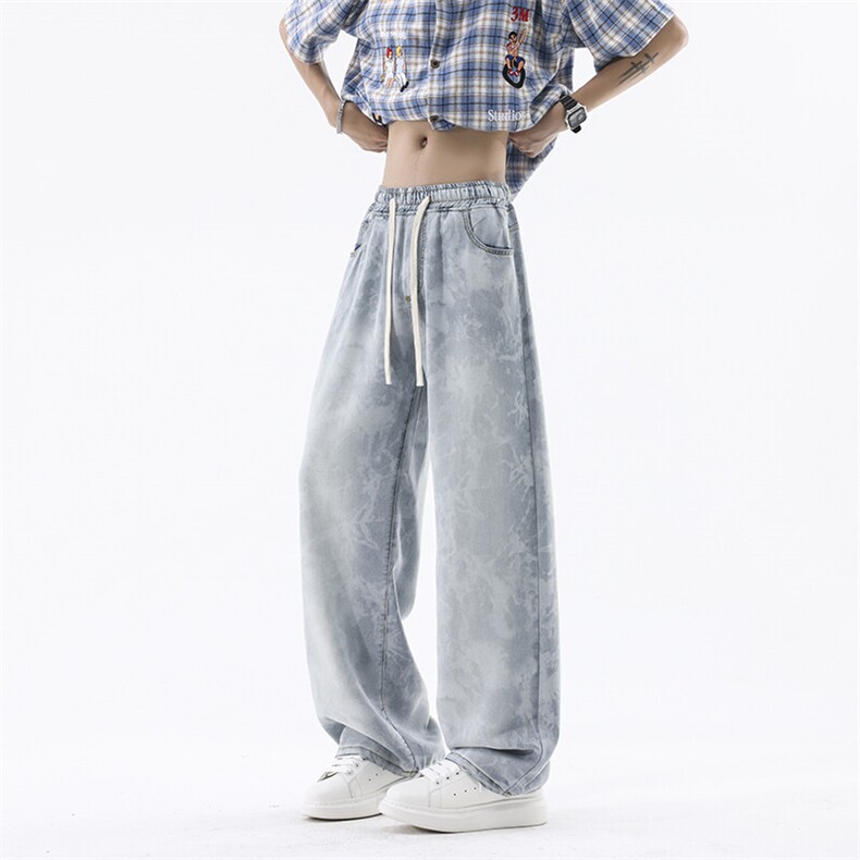 B221美式ins高街宽松莱赛尔喷墨冰丝牛仔裤LK25510-特P45控88,男装牛仔裤,电商B221